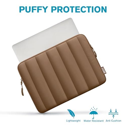 TECOOL Puffy 13 13.3 Inch Laptop Sleeve Macbook Neo Air Case,Brown — view 3