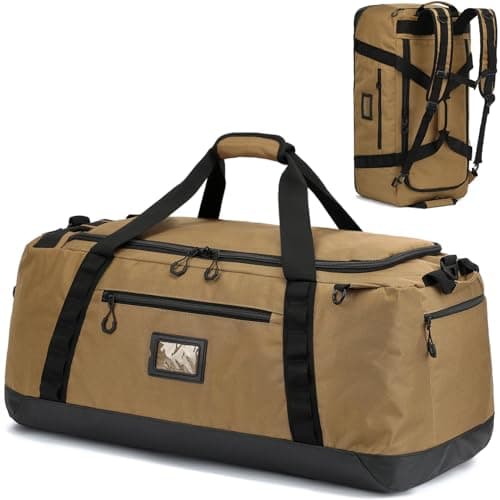 TUGUAN 100L Extra Large Duffle Bag for Travel Heavy Duty Duffel Holdall Backpack with Back Straps 30'' XL Big Weekend Overnight Bag for Camping Gym Sports Equipment Gear for Men Women, Brown