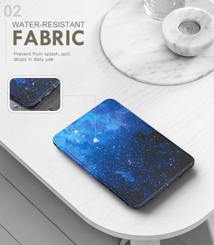 MoKo Case for 6" Amazon Kindle Basic 11th Gen 2024/2022, Blue Starry Sky — view 3