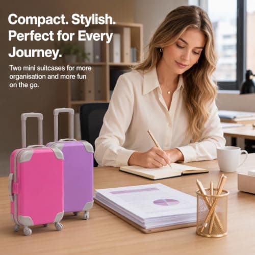 PYuWejn 2 Pcs Mini Suitcase, Suitcase Model, Purple and Magenta — view 5