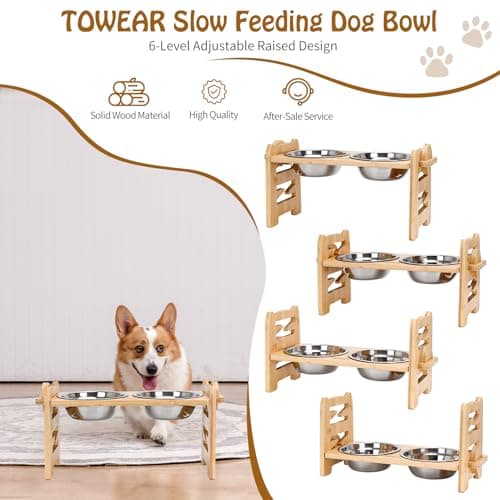 Raised dog Bowls 6 Level Adjustable,2 Stainless Steel Bowls,For Small dog — view 2