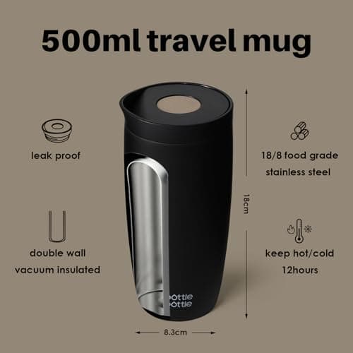 BOTTLE BOTTLE Travel Mug (Black, 500, Milliliters) — view 3