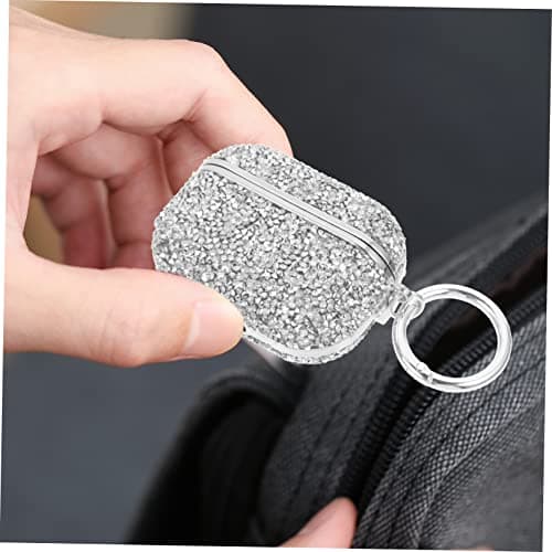 Operitacx Glitter Earbuds Protective Case for Wireless Earphone 1st Gen Silver Charging Case Cover Decorative Earbud Protector for Travel — view 3