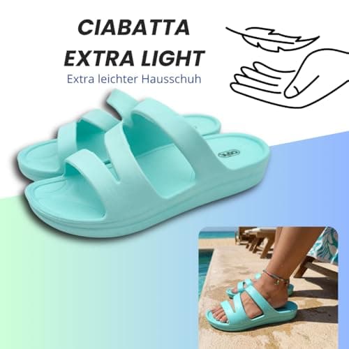 Ritmo Women's Summer EVA Rubber Slides Platform Sandals with Massage Insole for Sea, Swimming Pool, Home Shower, turquoise, 6 UK — view 4