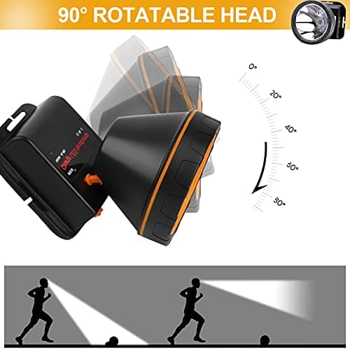 PARAROSE Head Torches Upgrade, 90000 High Lumen Head Torch Rechargeable Super Bright Headtouch, Waterproof USB LED Head Tourch, 2 Modes Headlamp for Outdoor Camping Fishing Hunting Running Biking — view 3