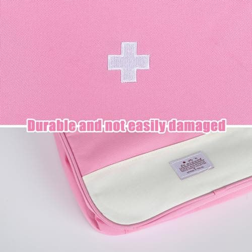 Fadcaer First Aid Kits,Portable Red Bag Emergency Kit,Large Emergency Medical Kit,Empty Medicine Bags,Medicine Storage Bag,Travel Empty Medical Medicine Bags for Camping and Home,Car (Pink) — view 4