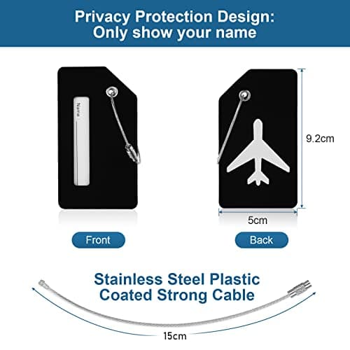 Flintronic 2 PCS Luggage Tags, Silicone Baggage Labels, Suitcase ID Tag Set, Handbag Tag Labels Travel Accessories for Checked Luggage, Hand Luggage and Handbags - Black — view 2