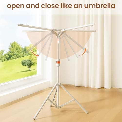 ANYVOYAGE Foldable Metal Clothes Drying Rack, Tripod Stand, Space-Saving for Indoor/Outdoor, Camping and Travel (grey) — view 2