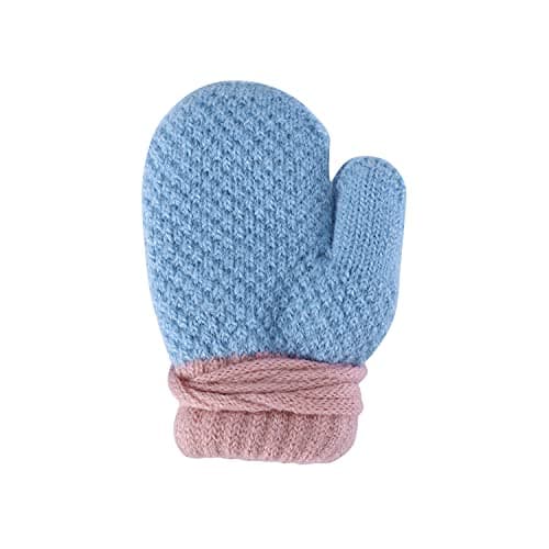 Kids Toddlers Thermal Gloves Mittens Winter Warm Thick Knitted Gloves with String Fluffy Full Finger Mittens Baby Fleece Lined Gloves Hanging Neck Mittens with Anti-Lost String for Boys Girls Age 1-4 — view 6