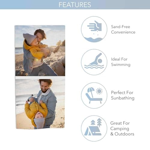 Print Maniacs Custom Photo Towel Personalised Microfibre Beach Towel Large Quick Dry Travel Towel Sand Free Holiday Pool Gym Spa Towels Gift Idea — view 4