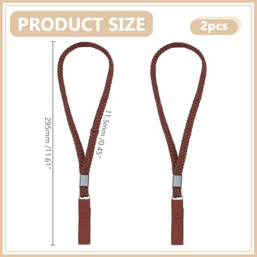 HOBBIESAY 2Pcs Brown Hand Wrist Strap Lanyard Nylon Stretchable Elastic Portable Cane Ropes Walking Stick Wrist Straps for Elderly Crutches Outdoor Hiking Walking Rehab Mobility Use — view 3