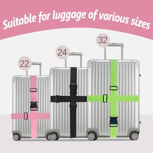 Luggage Straps - Suitcase Straps, Adjustable Luggage Belt, Thickened Packing Belts, Baggage Security Straps, Travelling Luggage Accessories for Handbag, Luggage, Suitcase, Carts (Pink, 2PCS) — view 4