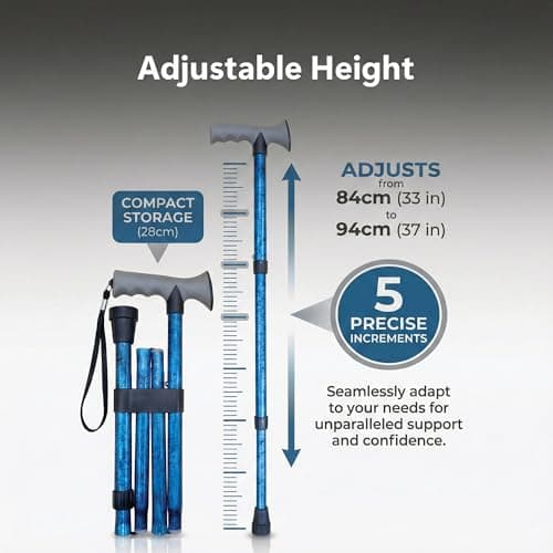 Life Healthcare Gel Handle Walking Stick, Adjustable Cane, Blue Crackle — view 6