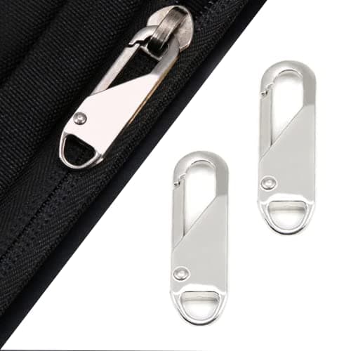 2 Pcs Zipper Pulls Replacement, Universal Zipper Tab Pullers, Repair Kit for Luggage, Handbags, Jacket, DIY Crafts (Silver, 37x10x3.7mm) — view 4