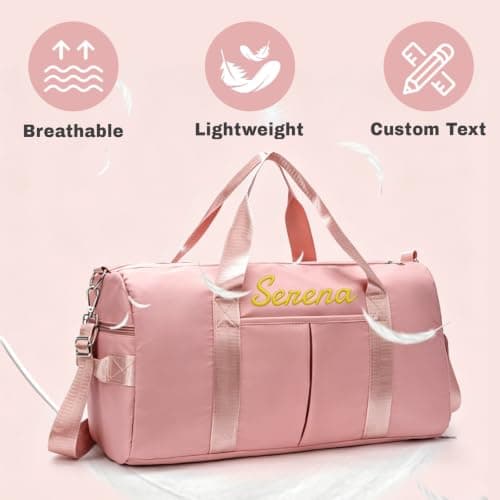 Personalized Duffel Bag with Embroidered Name, Custom Travel Gym Bag with Shoe Compartment & Wet Dry Pocket, Large Overnight Weekend Bag for Women Men — view 6