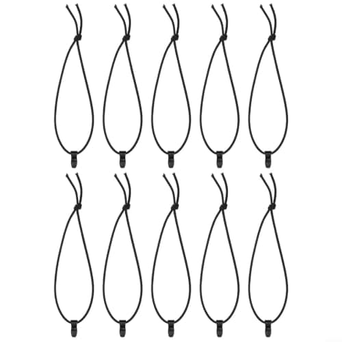 Black Bungee Cords 10-Pack Elastic Straps Hooks