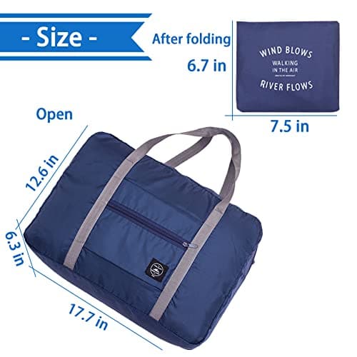 Travel Bag 12 Packes Carry on Luggage Foldable Duffel Bag Sports Gym Bag Weekender Overnight Bag Water Resistant Nylon Travel Duffel for Men Women (Blue 12PCS) — view 3