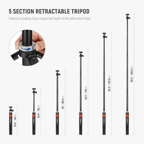 NEEWER Tripod for Cell Phone & Camera with Remote & Phone Holder Compatible with iPhone GoPro Canon Sony DSLR, 62.9" All Metal Portable Selfie Stick Travel Vlog Stand for Video Recording, TS05 — view 2