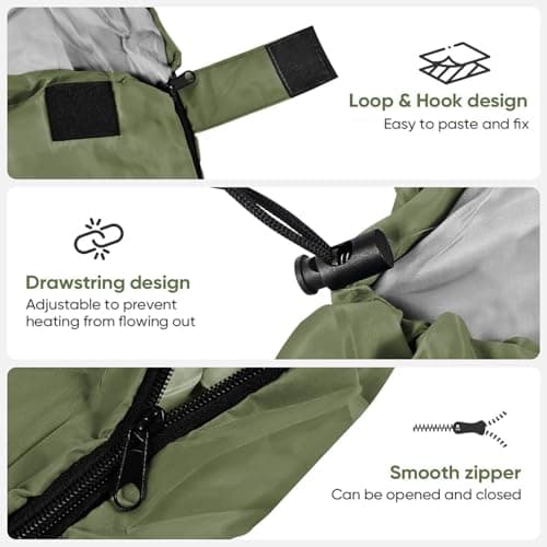 Sleeping Bags for Adults & Kids Sleeping Bag 3 Season, Ultralight Carry Bag, Adult Blanket, Lightweight Compact for Outdoor Camping, Travel, Hiking, Indoor & Outdoor Use (Green) — view 5