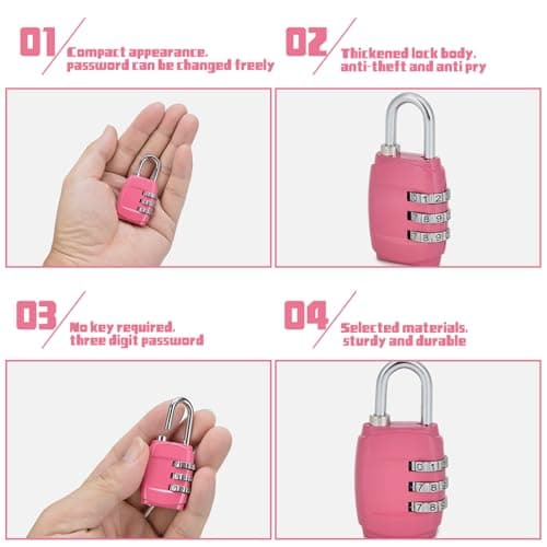 4 Pcs Luggage Locks, Small Padlocks for Suitcase, Travel Security Locks — view 3