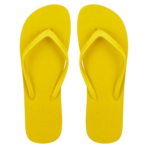 Aomig Unisex Flip Flops Ladies Girl Men Flatform Beach Flip-Flop Slim Rubber Flip Flops Women's Yoga Mat Comfortable Beach Platform Sandals Slip-Resistant Flat Flip Flops(Yellow-UK Size-8-8.5)