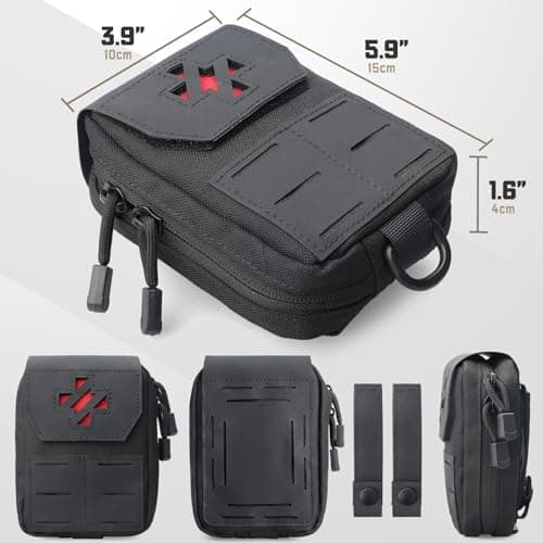 WYNEX Molle IFAK First Aid Pouch, Tactical Medical Trauma Pouch MED EMT Belt Pouch Small Portable Utility Emergency Survival Pack with Immediate Identify Cross for Belt Vest — view 4