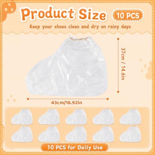WsiQxuc 10 Pairs Waterproof Shoe Covers, Disposable Shoe Protector Covers for Rain Protection and Home Cleaning, Thickened Plastic Overshoes Measuring with Non-Slip Design for Outdoor Work and Travel — view 2