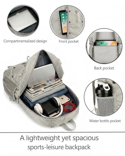 szyanlai Hiking Backpack for Men Women, 30L Ultra Lightweight Foldable Waterproof Rucksack,Back Pack Rucksack for Men Women Kids Camping Travel (Grey) — view 3