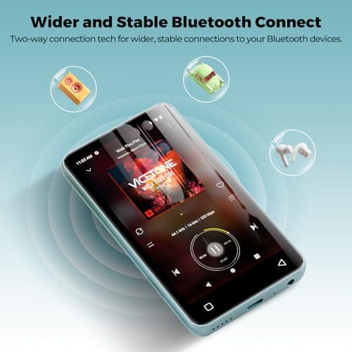 160GB MP3 Player with Bluetooth and WiFi, innioasis Music Player with Spotify,Pandora,Amazon Music,4" Touch Screen Android MP4 MP3 Player for Kids with Libby,Audible,Spotify Kids (White+ Sky-blue) — view 5