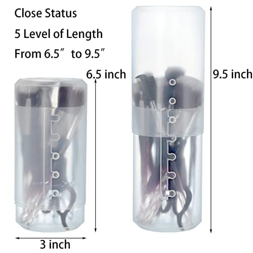 TOPZEA 4 Pack Retractable Makeup Brush Holders, Plastic Clear Makeup Organizer Case Travel Makeup Brush Holder with Lid Brushes Container Cups Dust-Proof Storage — view 2