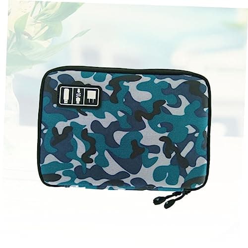Angoily 2-layer Usb Cable Storage Organizer Camouflage Cord Holder for Data Cable Usb Storage Travel Digital Pouch for Electronic Accessories Cases Green — view 6