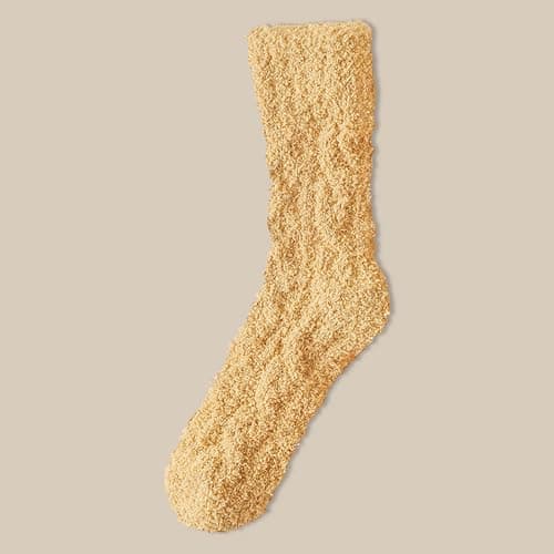 Celanisai Thick Cuddly Socks Women's Langa Pair Warm Thermal Socks Winter Fluffy Thermal Warm Wool Socks Non-Slip Stopper Socks Fuzzy Socks for Home Sleeping and Travel, O yellow, One size — view 3