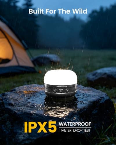 Glocusent Rechargeable Camping Light, 120H Pocket Tent Camping Lantern IPX5 — view 4