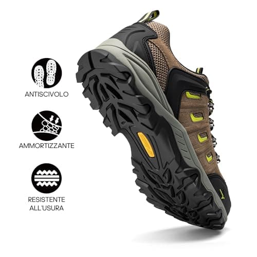 NORTIV 8 Men's Hiking Shoes,Black/Brown/Yellow,9 — view 4