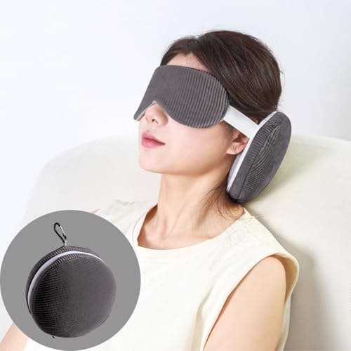 2-In-1 Travel Pillow with Eye Mask,Light Blocking, Neck Support, Compact & Portable Cushion,Folding Soft Mini Pillow Eye Mask for Office, Plane, Train or Car (Dark Gray) — view 5