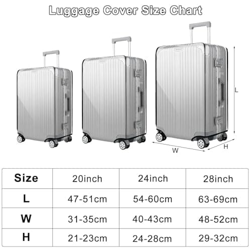 DAWRIS 3Pcs Clear Suitcase Covers 20+24+28 Inch PVC Luggage Covers for Suitcases Waterproof Suitcase Protector Away from Scratch Dyeing Transparent Luggage Protector for Business Trip Daily Using — view 2