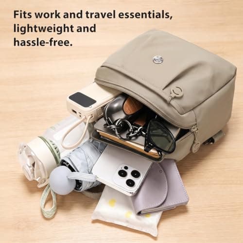 Anti Theft Backpack - Waterproof 2-Way Commuter Bag with Large Capacity Oxford Convertible Shoulder Tote - Stylish Multi-compartment Travel Handbag for Work Fitness Shopping,Khaki (30x21x14cm) — view 5