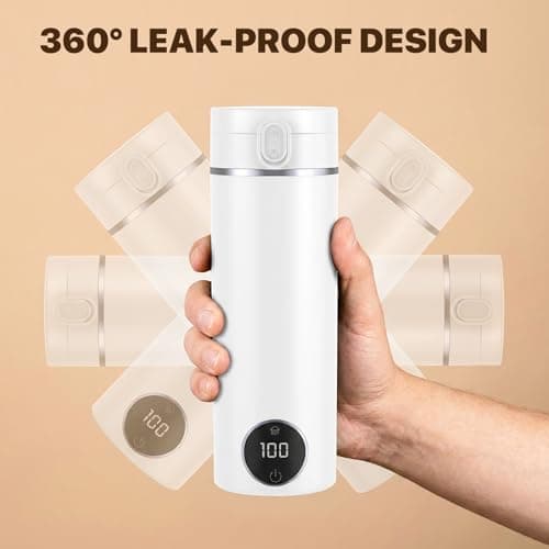 Electric Travel Kettle, 450ML Portable Mini Kettle with 6 Temperature Settings, 304 Stainless Steel Small Kettle for Camping Bedroom Holiday (White) — view 6