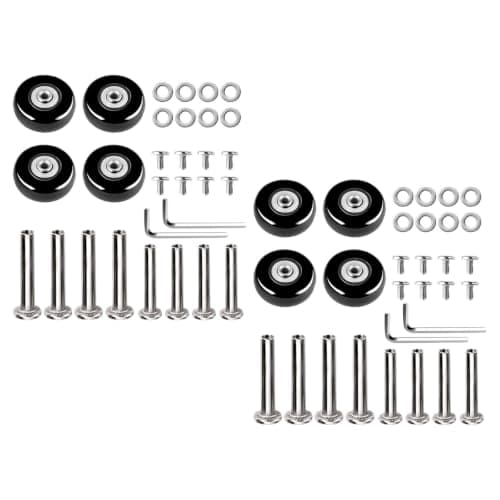 SHERCHPRY Suitcase Wheel Replacement Casters Rubber Luggage Caster Wheels Repair Kit 50x20mm Complete Spare Parts Set for Travel, Silent Environments