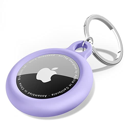 oakxco for Airtag Keychain Silicone, Airtag Holder with Key Ring, Air Tag Cover Cute Accessories for Kids, Luggage, Car Dog Collar, Car, Compatible with Apple Airtag Case Waterproof Tracker, Lavender
