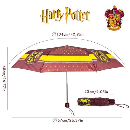BONNYCO Umbrella Windproof Strong of Harry Potter. Maroon Umbrella Compact with Reinforced Structure, Folding Brolly for Bag, Backpack or Travel. Mini Pocket Brolly, Original Gifts for Men Women — view 2