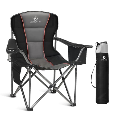 ALPHA CAMP Camping Chairs for Adults Camping Chairs for Heavy People, Black