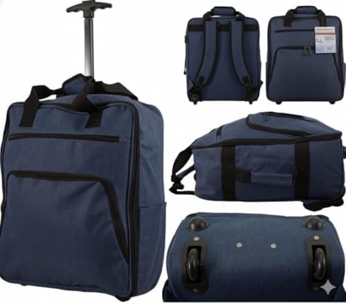 TR-E-002 EasyJet Cabin Bags 45x36x20cm Underseat Rucksack for Plane Hand Luggage Backpack EasyJet Bag 45x36x20cm Rolling Wheeled Travel Backpack with Adjustable Height Handle Travel Bag (Navy)