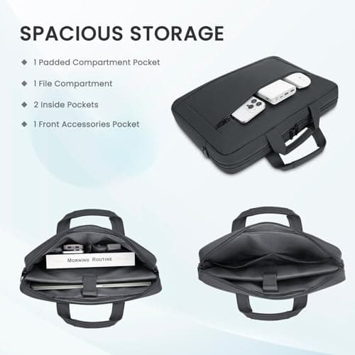 HEDUGO Laptop Bag Case 15.6 16 17 Inch Waterproof Computer Sleeve Messenger Bag with Adjustable Shoulder Strap Unisex Briefcase Carry Case for Work School Travel,Fit 15.6 to 17 Inch Laptops — view 4