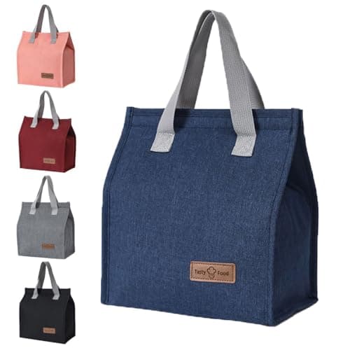 June Tech Insulated Lunch Bag for Women & Men, Reusable Cooler Bag for Kids & Adults, Thermal Cooler Bag for Work, School, Picnic, Travel (Navy Blue)