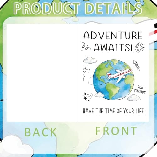 Luvart Adventure Awaits Good Luck Card - Bon Voyage Travel Greeting Card with Keychain Safe Travels Farewell Gifts Good Luck on Your New Adventure Gifts for Friends New Job Moving Away Gap Year — view 3