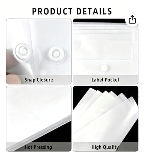 10 Pack A4 Wallet Files Clear Waterproof Files Folder with Labels and Snap Plastic Wallets File Bag Suitable for Home Office School and Travel Supplies (10) — view 4