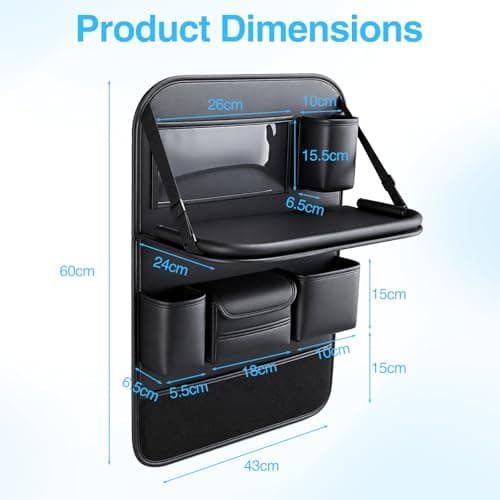 Tasofac 2 Pack Leather Car Backseat Organizer with Foldable Table Tray — view 2