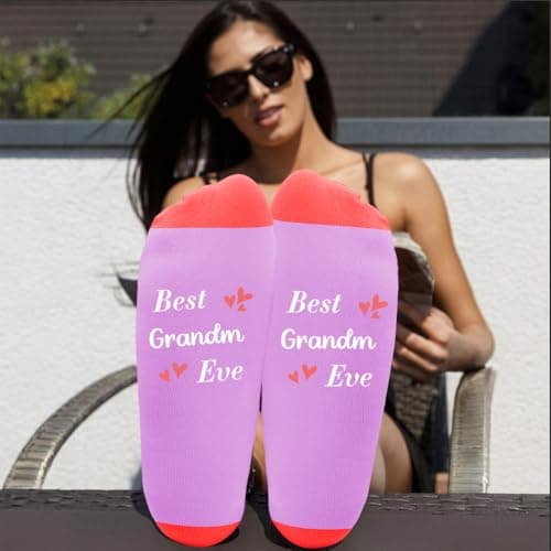 Bicfuiot Grandma Birthday Gifts for Grandma Gifts Grandmother Birthday Gift for Nana Grandparents Present for Nan Nanny Mothers Day Mother's Day Personalised Retirement Christmas Xmas Socks — view 2