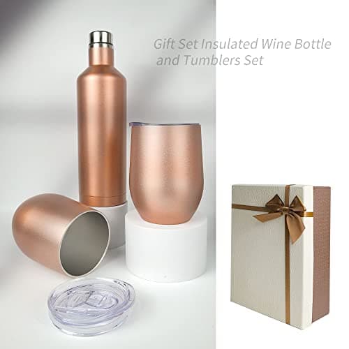 AZKEEGREY 500ml Insulated Wine Bottle and Tumbler with Lid Gift Set — view 3